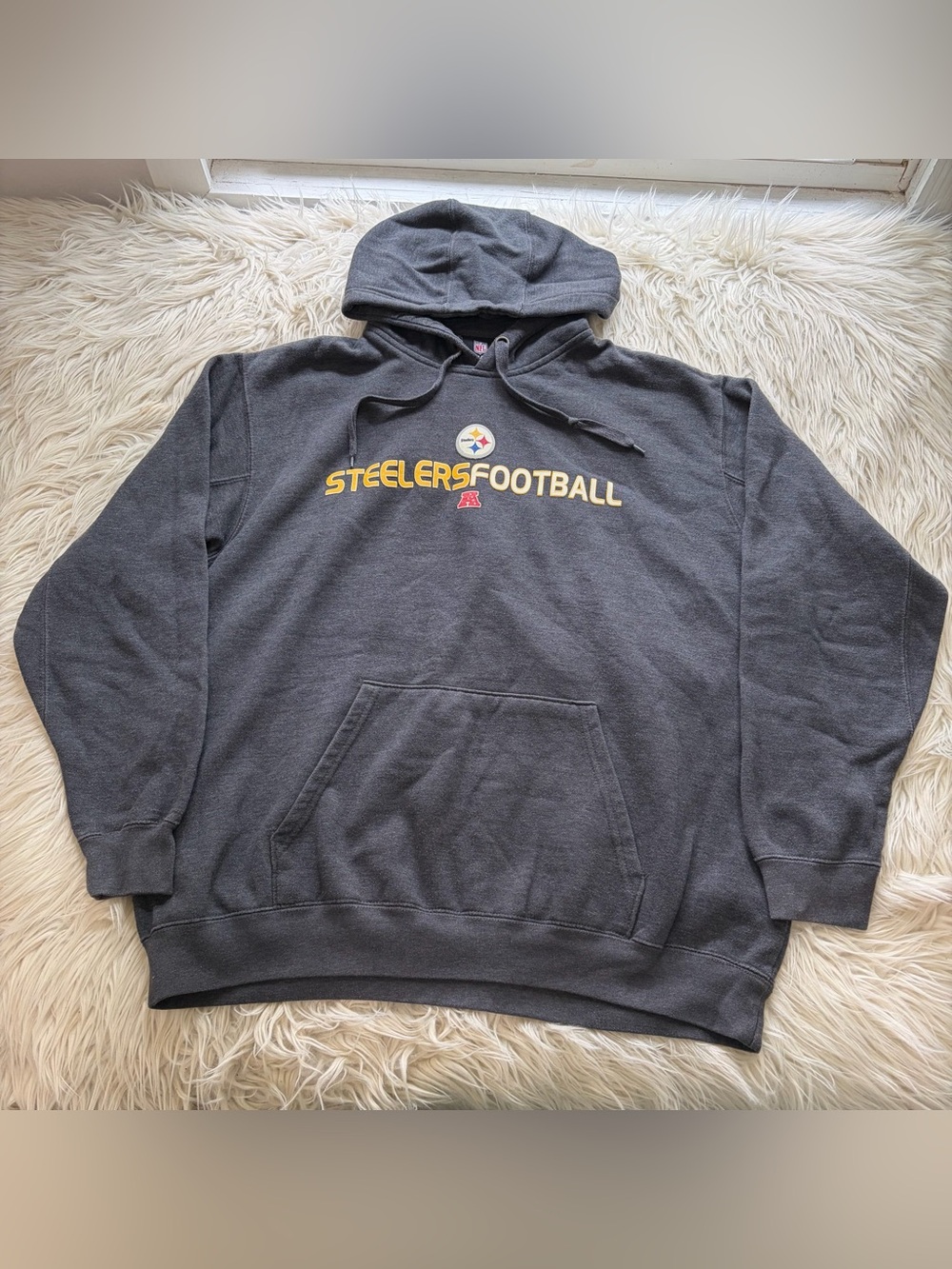 Vintage Y2K NFL Team Apparel Pittsburgh Steelers Hoodie Grey Sweatshirt Size XL